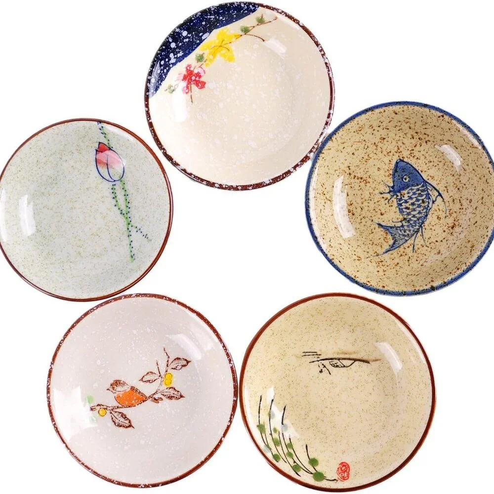 NEW! Japanese Retro Porcelain Side Dish Ceramic Side Dishes Bowl - Set of 5 - Picture 7 of 7
